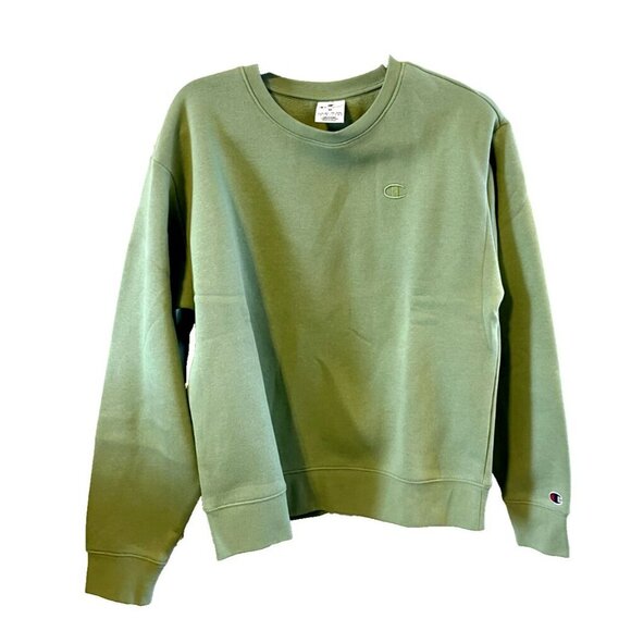 NEW Champion Womens Crewneck Soft Comfort Fleece Sweatshirt M NWOT Basil Green - Picture 1 of 5
